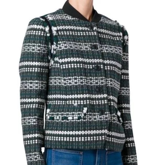 Tory Burch Norfolk Horseback Tweed Button- Front Jacket, Size 8,  #432 - Picture 4 of 15